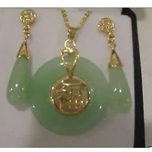 Ювелирные изделия натуральные нефриты Кулон Комплект сережек для женщин