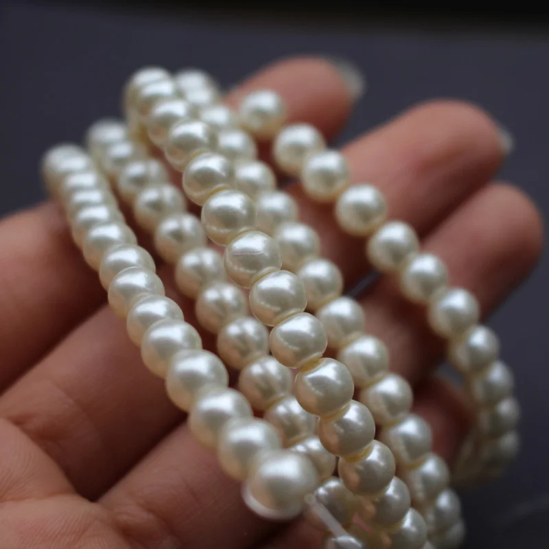 

150pcs/Lot 6mm Glass Pearl Beads Round Fashion Beads for jewelry making Cream Color
