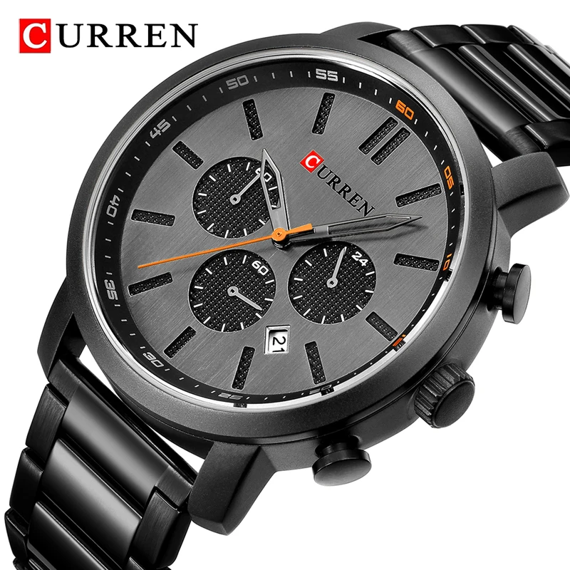 

CURREN Fashion Men's Quartz Analog Watch Men Casual Sport Watches Chronograph Stainless Steel Band Male Clock Relogio Masculino