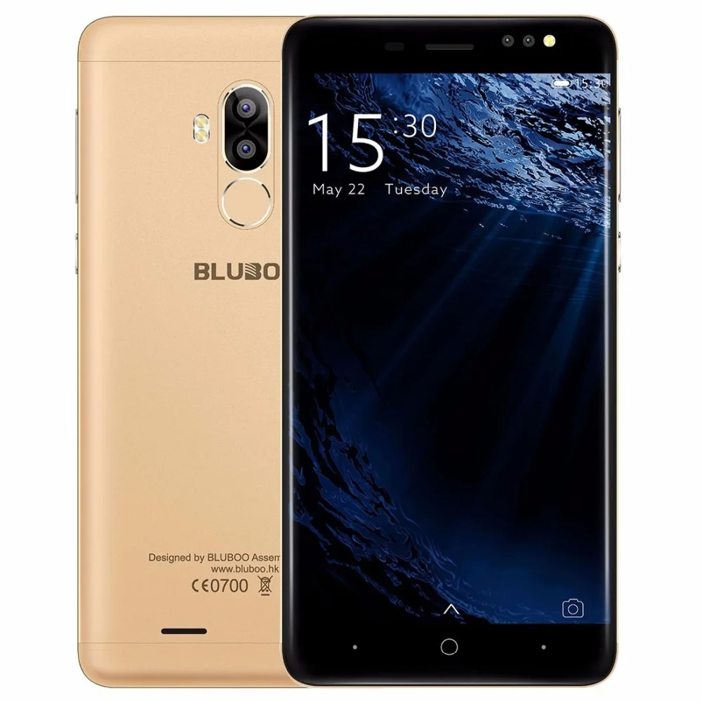 BLUBOO D1 Мобильный телефон 5,0 дюймов 8 Мп двойная задняя камера MTK6580 четырехъядерный 2 Гб ОЗУ 16 Гб ПЗУ Android 7,0 Nougat 2600 мАч смартфон - Цвет: Gold