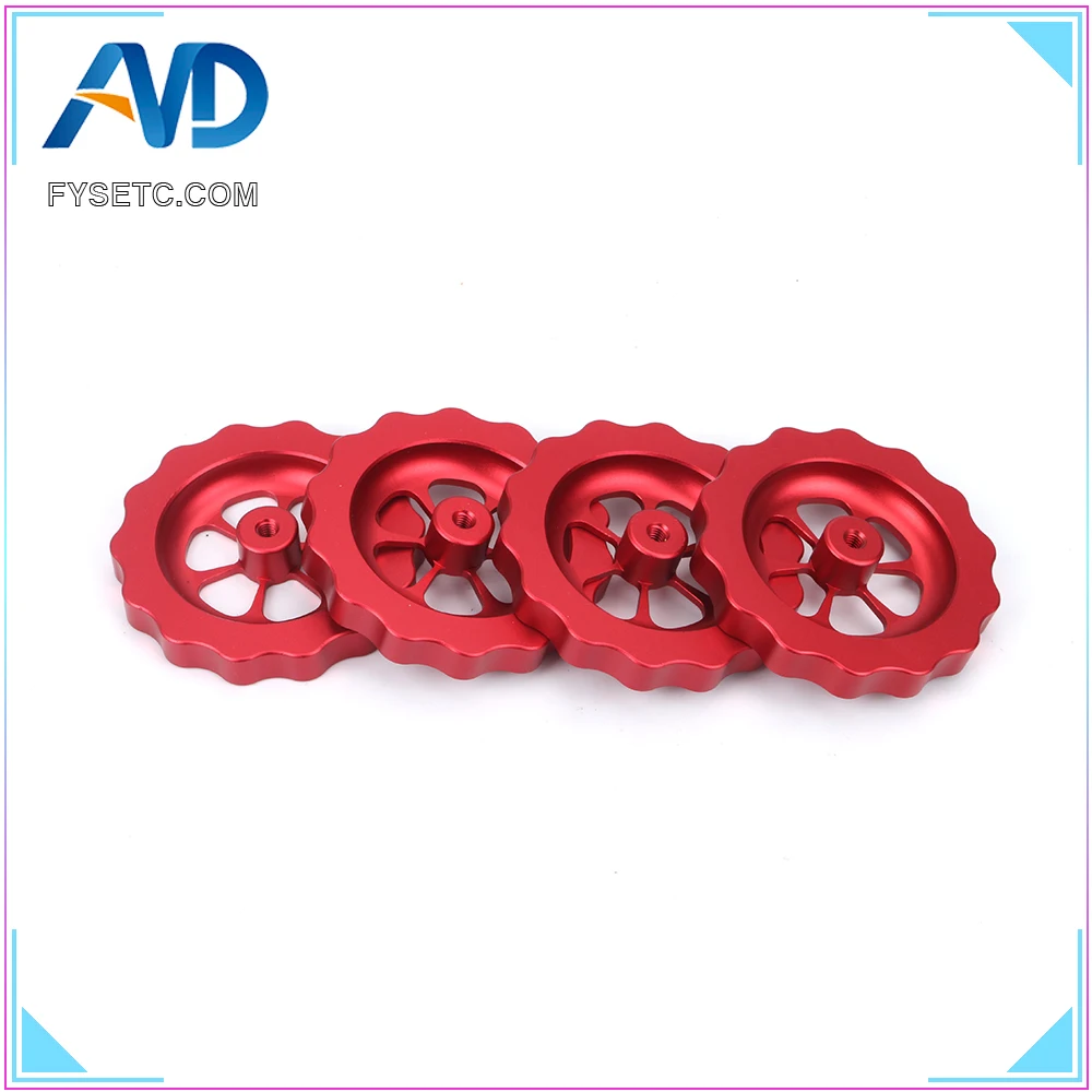 cheap 4pcs Knob Leveler M4 thread 3D Printer Parts Big Hand Twist Leveling Nut Red All Metal For Creality CR 10 3D Printer Parts