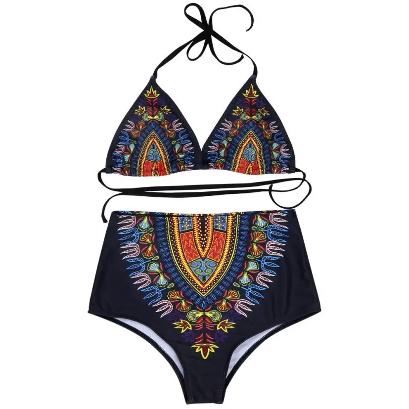 

New Swimwear Playsuits Women Dashiki African Printing Push-Up Padded Bra Beach Bikini Swimsuit Swimwear Thong Bikini Mar20
