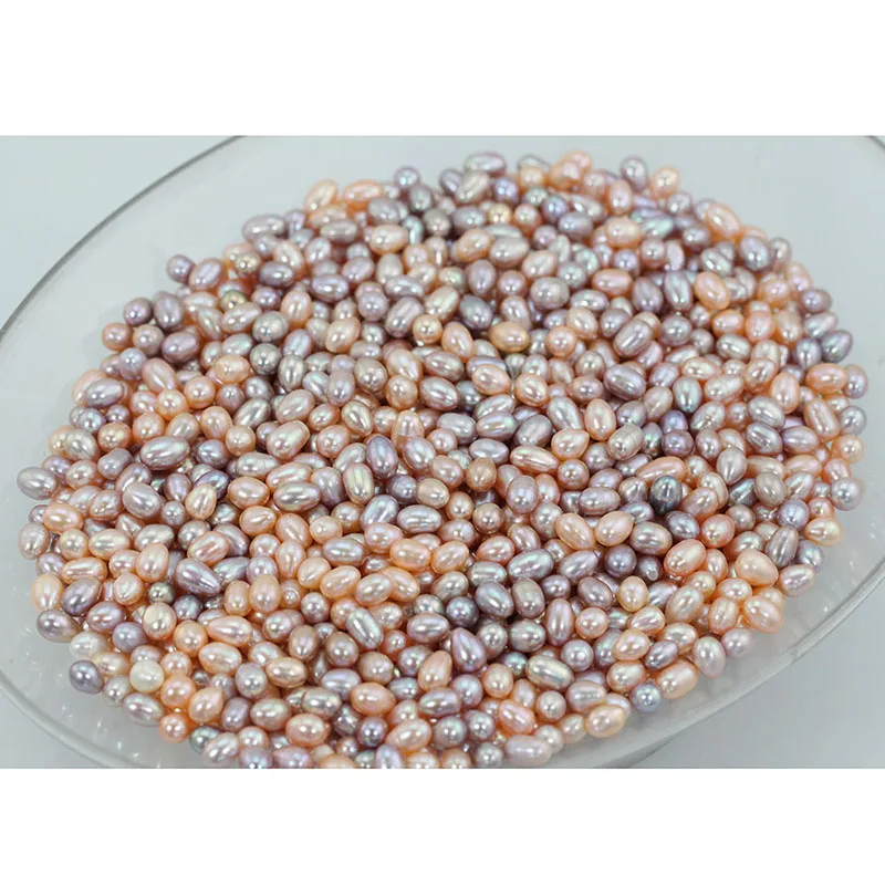 

White Pink Purple Oval Real Pearls Wholesale 100pcs/lot Natural Color Freshwater Rice Pearl Beads Love Wish Oyster Pearls ABH689