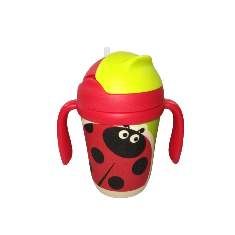Baby Bamboo Fiber Training Cup Child Cute Handle Drink Kettle Toddler Soft Straw Bottle Infant Health Leak-Proof Drinking MY0034 (3)