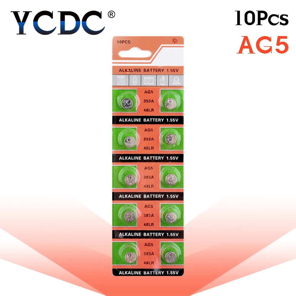 

10pcs/pack AG5 LR754 393 Button Batteries SR754 193 Cell Coin Alkaline Battery 1.55V 393A 48LR G5A For Watch Toys Remote