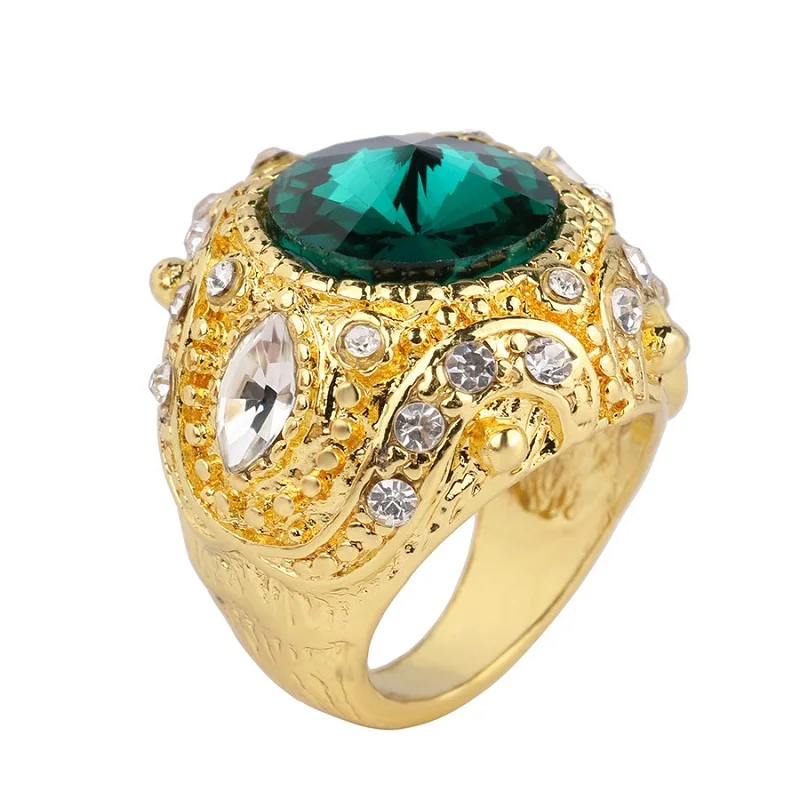 Hot Sale Unisex Jewelry Gift Rainbow Moonstone Crown Gold Gem