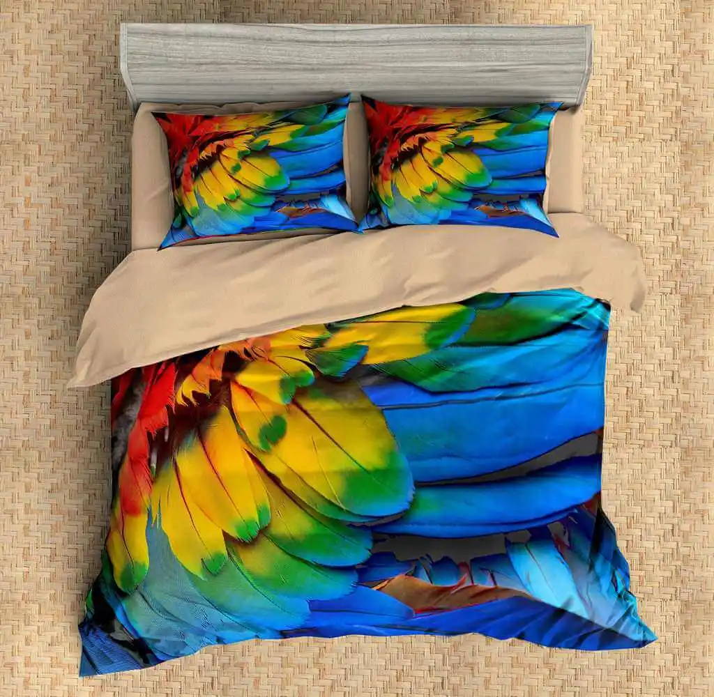 

2019 New Peacock Feather 3D Printing Bedding Set Queen King Size QH25 Duvet Cover Pillowcase Twin Full Size Bed Sets 2 3pcs