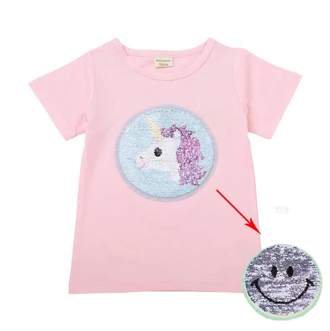 Горячая От 2 до 8 лет модная футболка с блестками и Минни Маус для девочек Футболка с единорогом розового и белого цветов - Цвет: 7