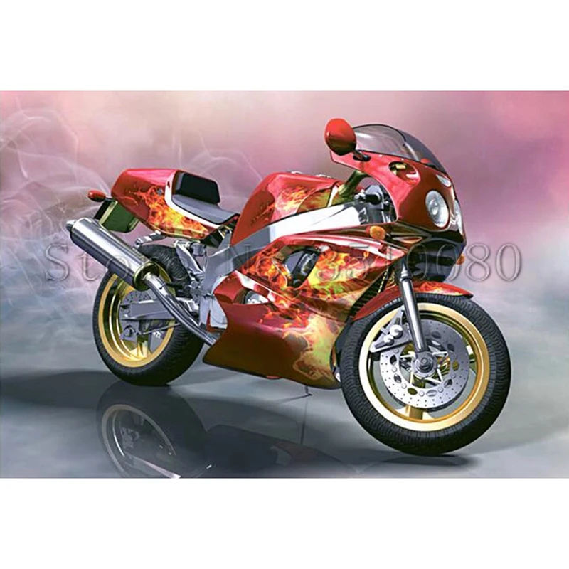 

Red Motorcycle 5D DIY Embroidery Pattern diamond paintings 3D Cross stitch kits mosaic wall stickers kids room decor RS1479
