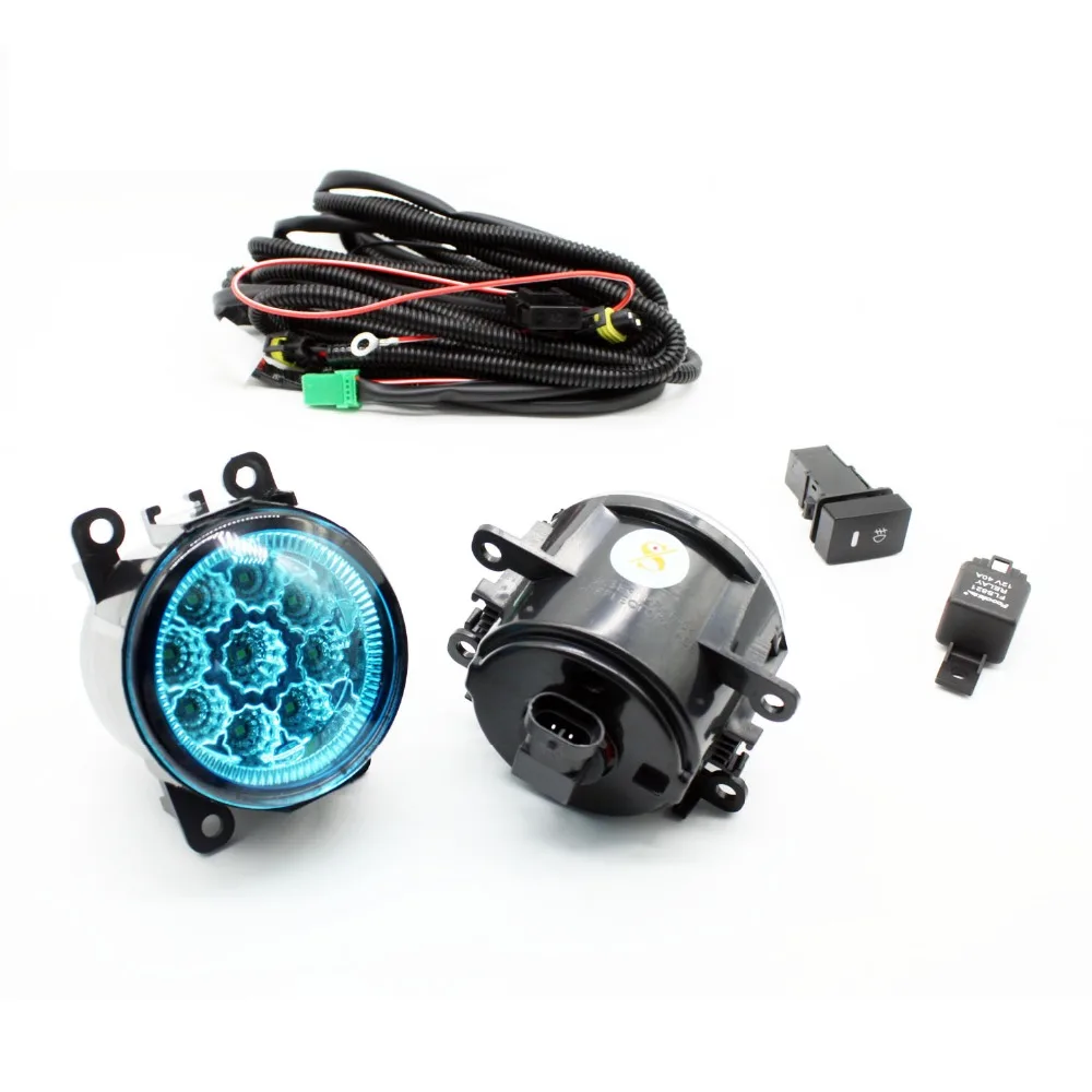 

H11 Wiring Harness Sockets Wire Connector Switch + 2 Fog Lights DRL Front Bumper LED Lamp Blue Lens For MITSUBISHI L200 KB_T KA_