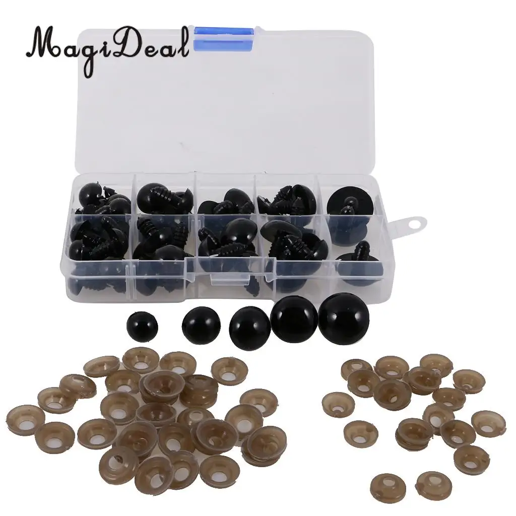 Hot Sale Black 12-20mm Plastic Safety Eyes with Washers for Teddy Bear Doll Dog Plush Animal DIY Craft Toy