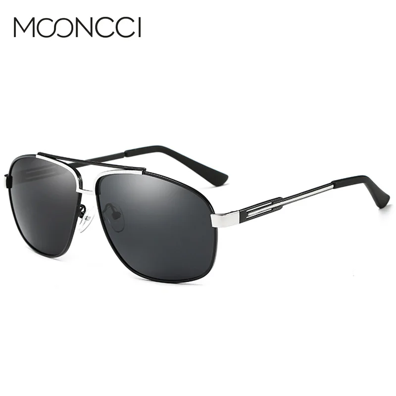MOONCCI, брендовые дизайнерские негабаритные солнцезащитные очки, мужские поляризационные солнцезащитные очки пилота, мужские ретро очки с зеркальным покрытием, авиационные очки - Цвет линз: C3 Silver Black