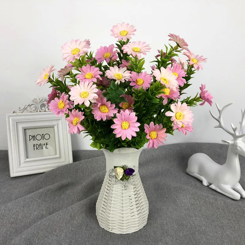 sunflower artificial flower Simulation small branch cosmos silk sunflowers home wall hanging decoration (5)