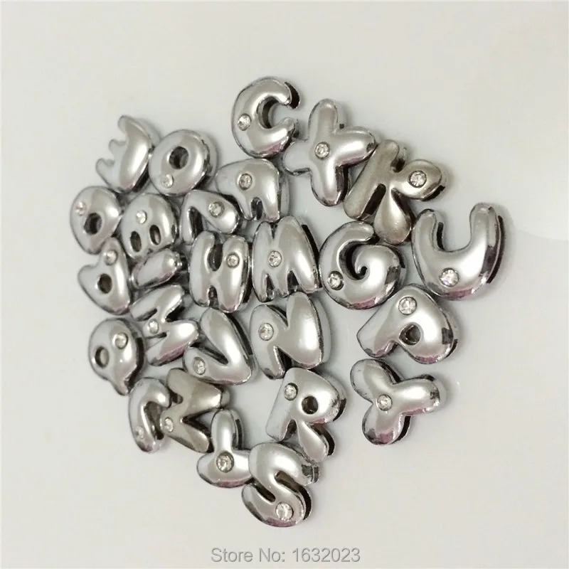

52PCS/Lot 8MM One Rhinestone Slide Letters"A-Z""Letters Choose Freely" Fit DIY Wristband Bracelet Wholesale SL07