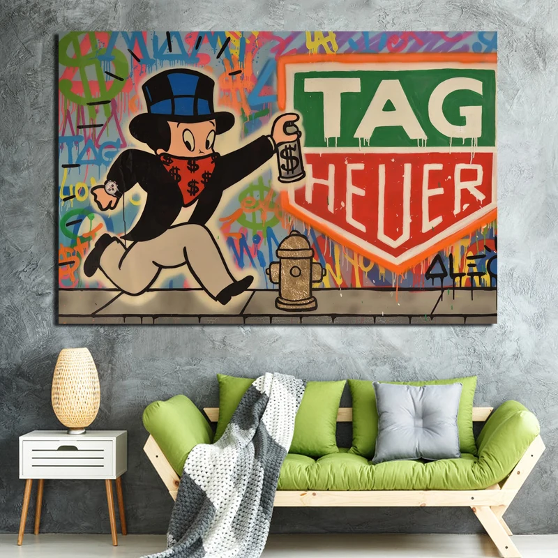 

Alec Monopoly tag heuer Canvas Painting Prints Living Room Home Decoration Modern Wall Art Oil Painting Posters Pictures Artwork