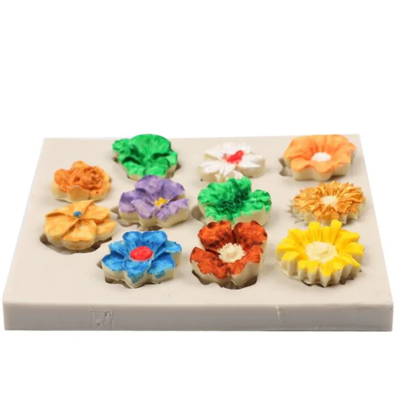 1PC DIY 3D 11Flowers Head Silicone Fondant Mold Baking Forms Soap Sugarcraft Cake Decoration Tools chocolate mould | Дом и сад