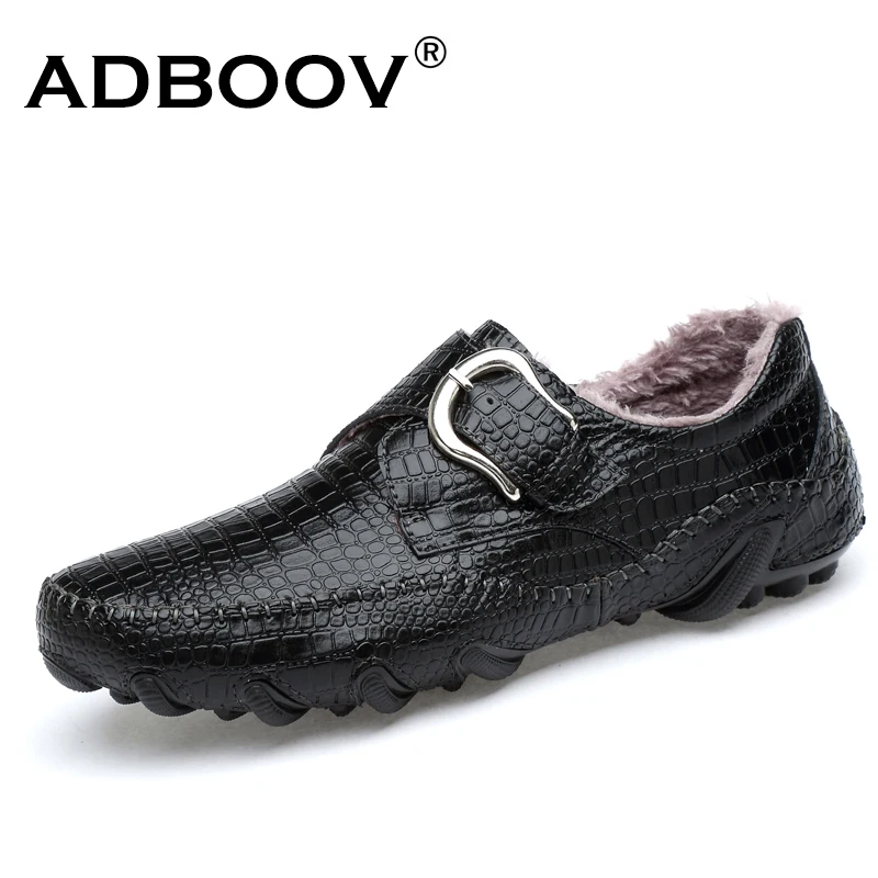 

ADBOOV Mens Octopus Snow Loafers Fur Lined Outdoor Winter Warm Driving Shoes Lightweight Slip On plush cold weather loafer shoes