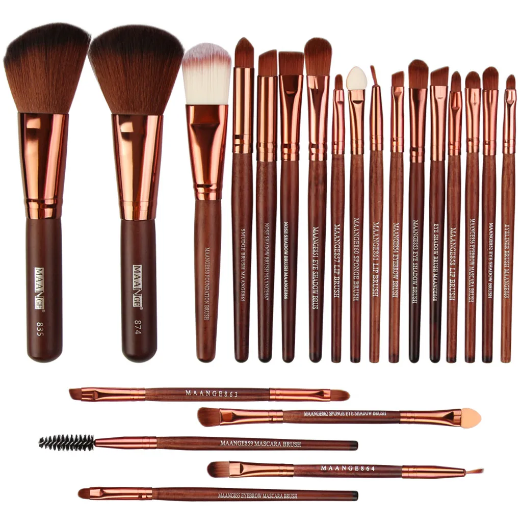

22Pcs Wooden Makeup Brushes Set Multifunctional Make-up Toiletry Powder Foundation Eye Shadow Blush Cosmetics Beauty Brush