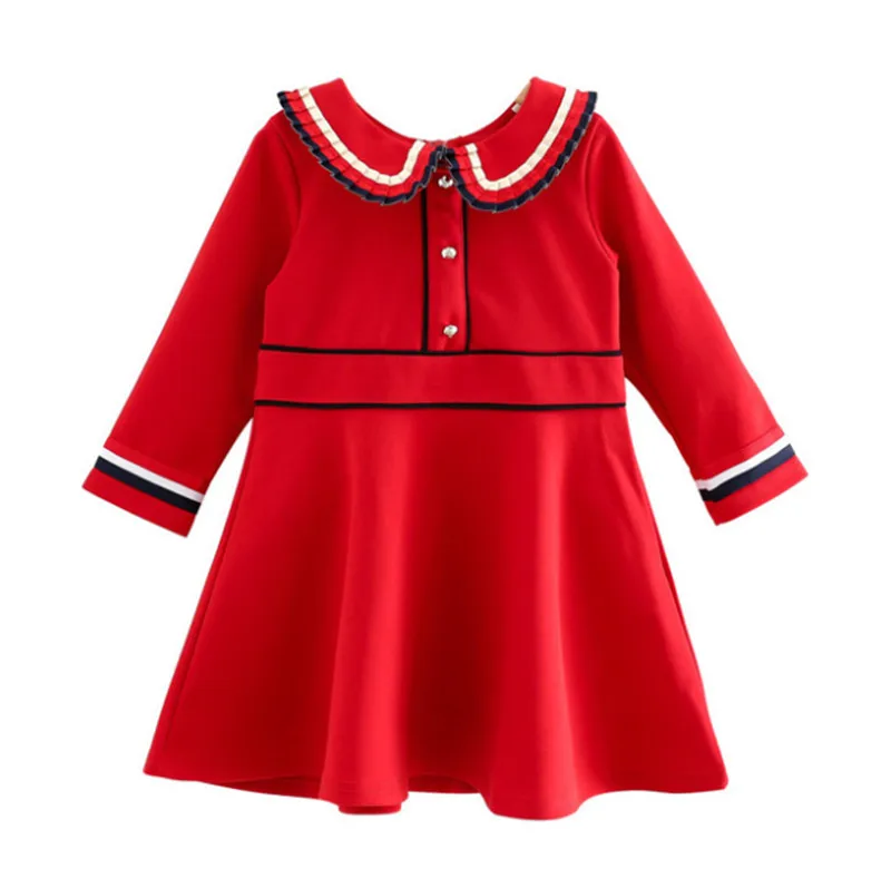 

Spring Fall Toddler Children's Clothes Baby School Girls Dress with Long Sleeve Red Princess Kids Dresses for Girl Princess