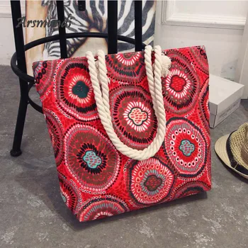 

Fashion Handbags Women Canvas Bag Shoulder Striped Bag Casual Tote Large Capacity Messenger bag Beach Handbag Women's purse