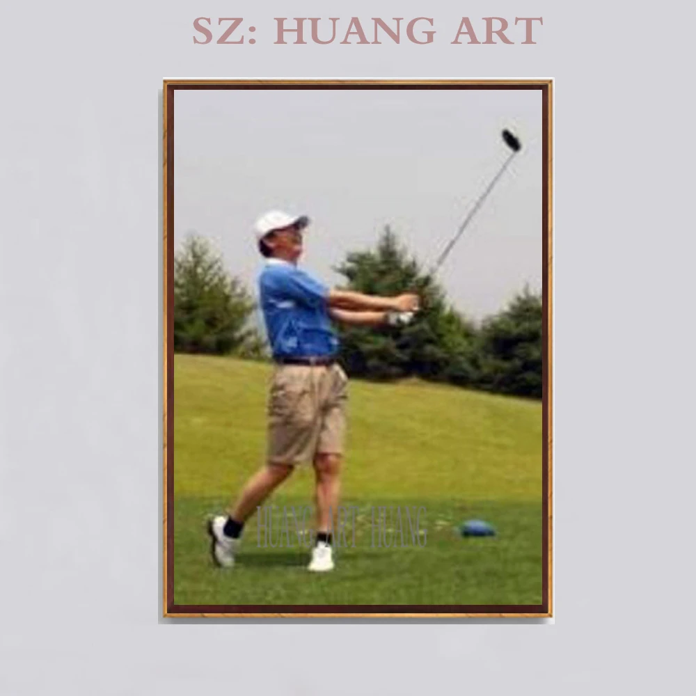 New Arrivals Artist Handmade High Quality Man Playing Golf Oil Painting on Canvas Pop Fine Wall Art | Дом и сад
