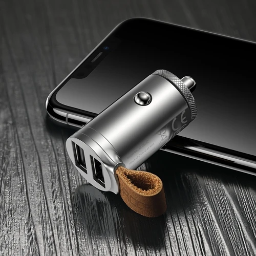 Автомобильное зарядное устройство ROCK 24 Вт Mini 2 USB для iPhone Xiaomi с двумя портами, автомобильное зарядное устройство USB 2.4A, автомобильное зарядное устройство для мобильного телефона - Тип штекера: Silver