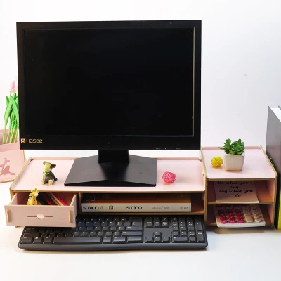 Us 32 2 30 Off Desktop Tv Cabinet Computer Monitor Screen Increased Shelf Desk Storage Box Drawer Rack Keyboard In Laptop Desks From