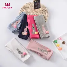 Модные повседневные хлопковые длинные штаны с рисунком кролика для маленьких мальчиков и девочек, брюки, новинка года