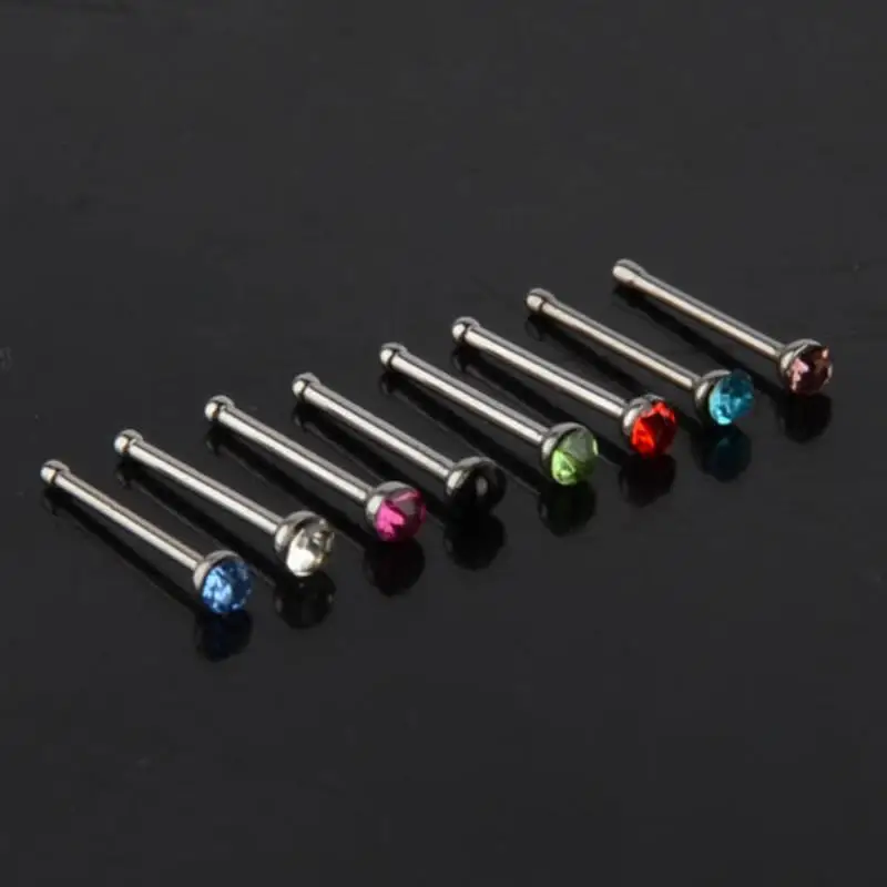 60/40x 316L Surgical Steel Piercing Nose Ring Shellhard Crystal Rhinestone Nose Stud Rings Mix Colors Clear Fashion Body Jewelry
