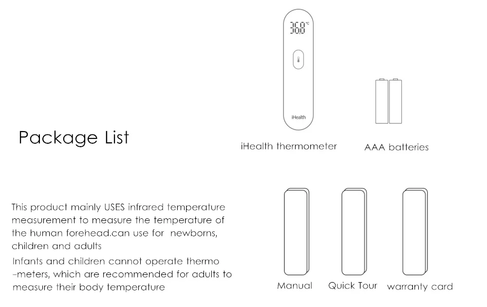 Термометр Xiaomi Mijia iHealth Точный Цифровой Инфракрасный клинический термометр Бесконтактное измерение