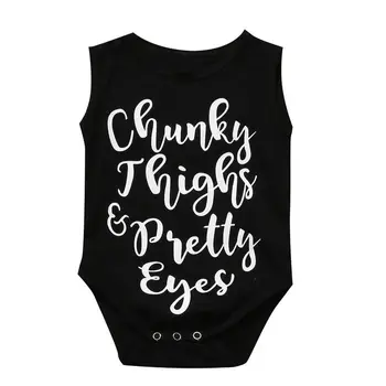 

Newborn Baby Girl Boys Letters Bodysuit Children Clothing Summer Costume Girls Black Bodysuits Jumpsuit Playsuit Outfits Sunsuit