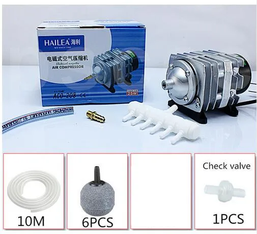 Hailea ACO 208 308 318 воздушный насос 25 Вт 35 Вт 45 Вт Электрический магнитный воздушный компрессор для аквариума и трубки генератора озона - Цвет: Hailea ACO-208 A SET