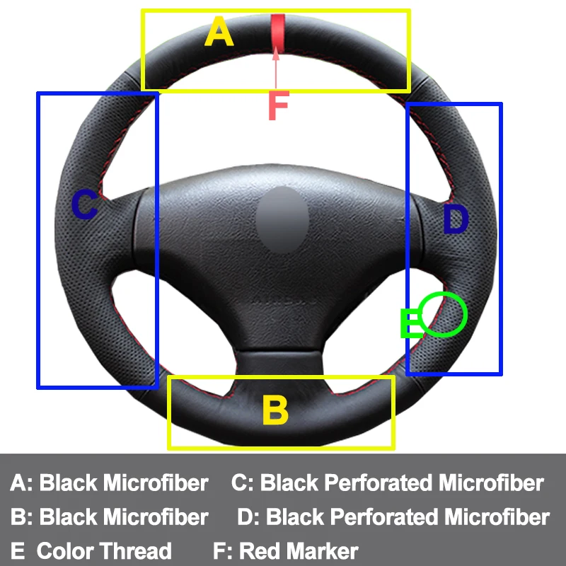 HuiER ручного шитья чехол рулевого колеса автомобиля для peugeot 206 2007 2008 2009 peugeot 207 Citroen C2 Оплетка на руль