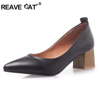 

REAVE CAT Shoes woman Pumps Ladies spring summer shoes Zapatos de mujer Pointed toe Shallow Boat shoes Plus size 32-46 A1602