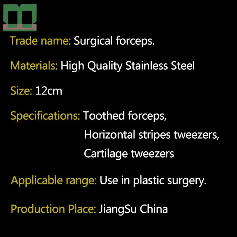 Пластиковые нержавеющая сталь tweezers хирургические щипцы хряща Пинцет хирургические инструменты и инструменты Зубчатые Щипцы 0,6 мм