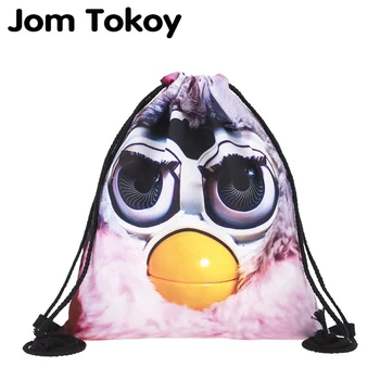 

New Fashion Women Furby Bag Drawstring Backpack 3D Printing Travel Softback Women Mochila Drawstring Bags