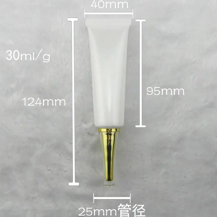 

30ML Sunscreen scream Tube,30G peal white Cream Tube with gold acrylic cuspidal lid,Cosmetic 30ml eye cream soft container