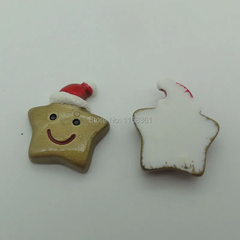 1pcs/lot resin flat back Christmas hat star 37mm Cabochons Scrapbooking Hair Bow Center DIY Christmas decration C101-9