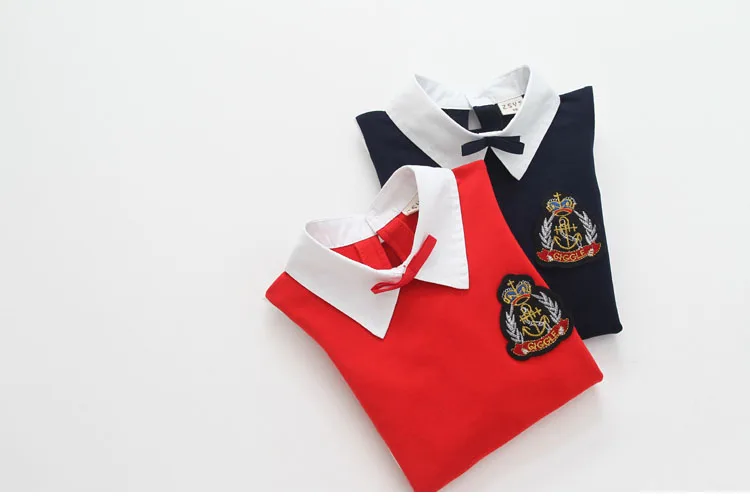 2018 Sping Autumn New Fashion Preppy Style A-Line Long Full Sleeve Turn-Down Collar Red Blue Princess Kids School Girl Dress (13)
