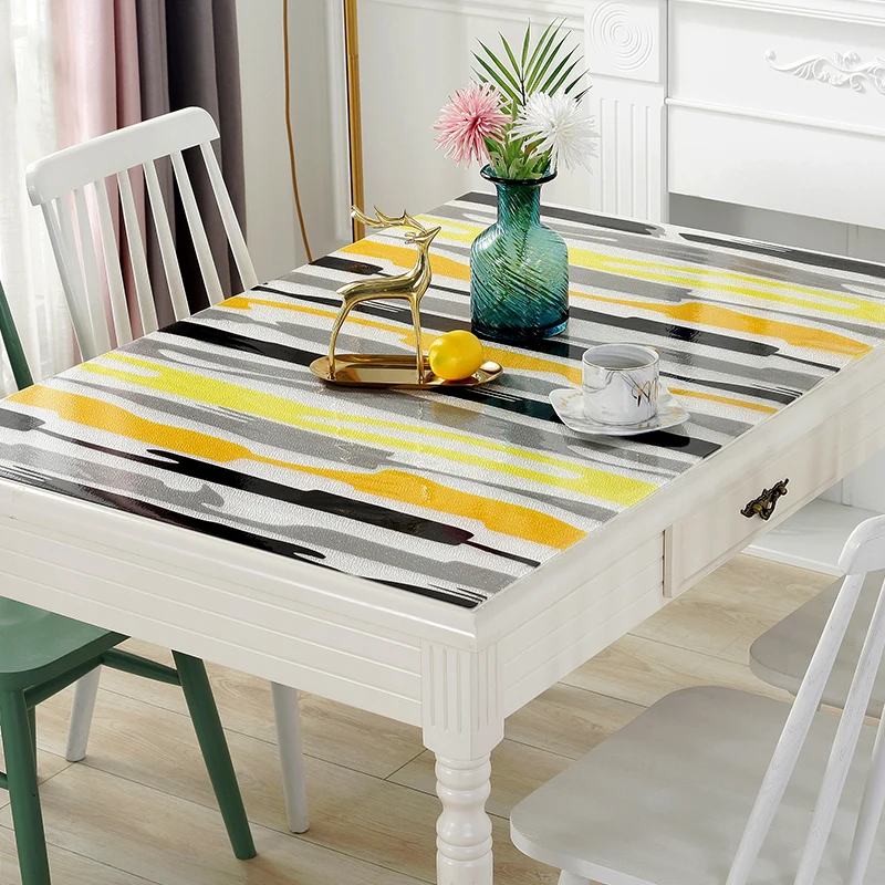

upgraded pvc table covers soft glass crystal board placemats pad waterproof tablecloth with kitchen pattern oil tablecloth glass