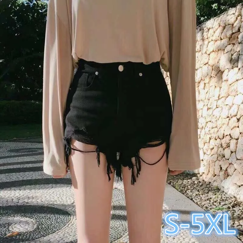 S-XL, 2XL, 3xl, 4xl, 5XL Большие размеры 2019 Лето высокая талия джинсовые шорты рваные джинсы женские шорты (E207)