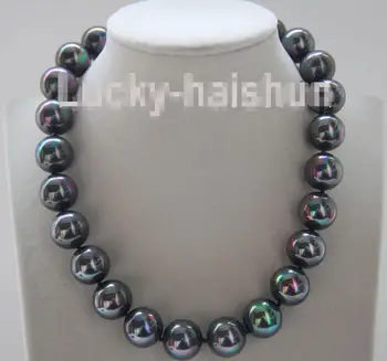 

Hot sale new Style >>>>> 18" 16mm round Multicolor black south sea shell pearl necklace magnet clasp 9281