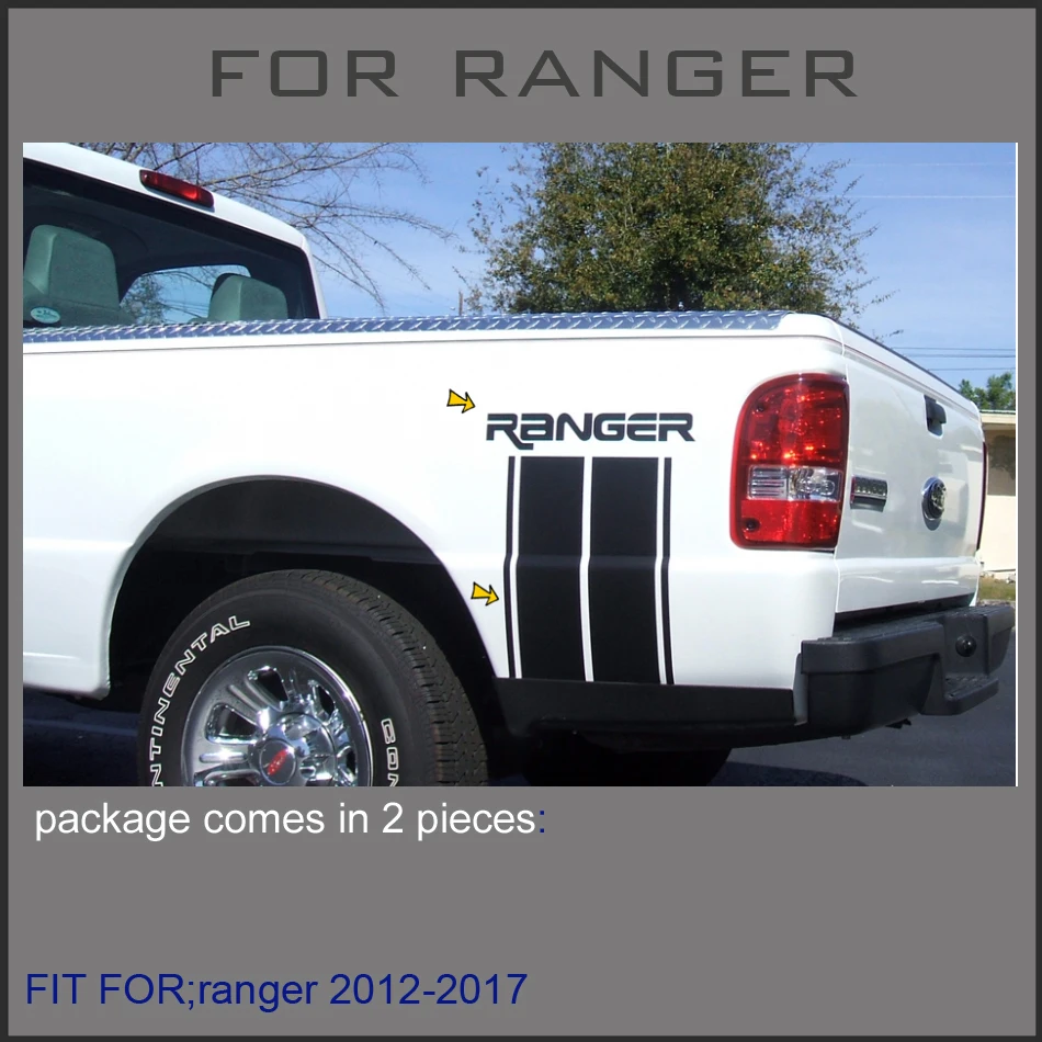 

free shipping 2PC including right and left for Ford Ranger 2012 2013 2014 2015 2016 2017 Vertical Bed Stripe Kit