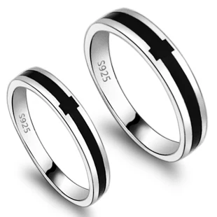 

Lovers ring pure silver ring 925 pure silver ring male cross silver ring female accessories