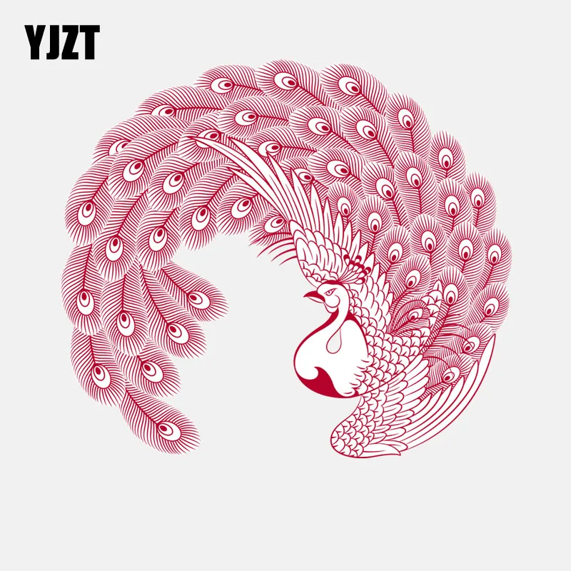 

YJZT 16.2CM*14.3CM Cute Red Flying Peacock Decal PVC High Quality Car Sticker 11-01470
