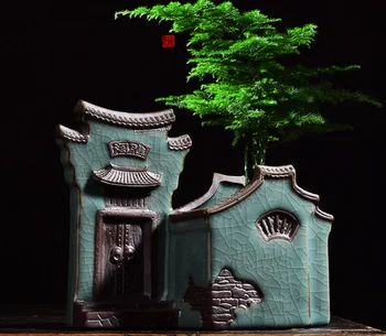 

Chinese Style Creative Ceramics Flower Pot Vintage Fleshy Bonsai Indoor Potted Living Room Antique Home Table Decoration LFB626