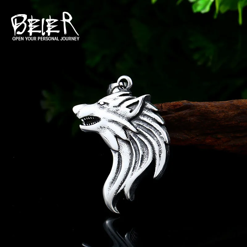 

BEIER Game Of Thrones House Stark of Winterfell Wolf Necklace Pendant For Man Stainless Steel Cool 3D Fashion Jewelry BP8-409