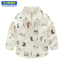 Школьная рубашка для мальчиков с рисунком машинки, хлопковые белые рубашки с длинными рукавами и отворотами для мальчиков весенне-осенняя модная детская одежда