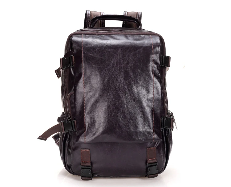 Men genuine leather backpack 11