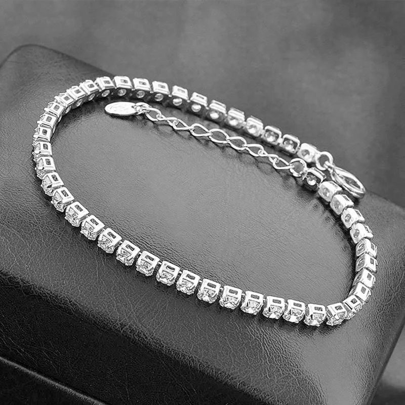 Women Tennis Bracelet Adjustable Gold Silver Rhinestone Crystal CZ Cubic Zirconia Bracelets for Women Wedding Hand Chain Jewelry